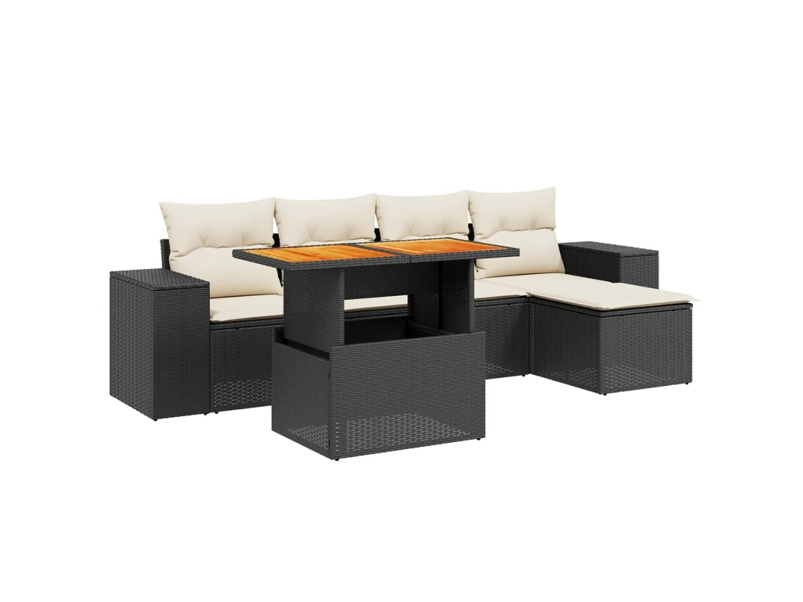 Garden Sofa Set, Garden Sofa Sets Vidaxl Preto Rattan / Vime (n/a)
