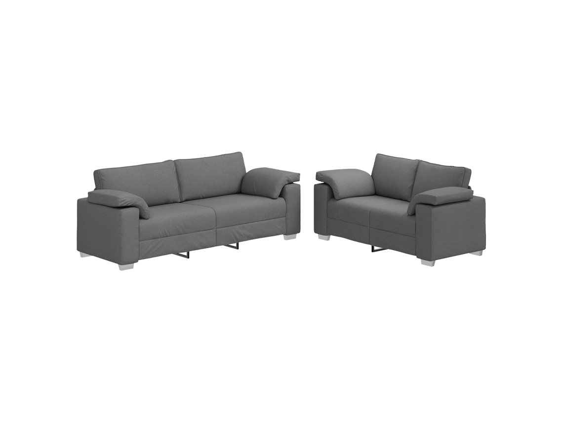Conjunto 2 Sofá De Tecido Vidaxl Cinzento Tecido (219 X 80 X 82 Cm)
