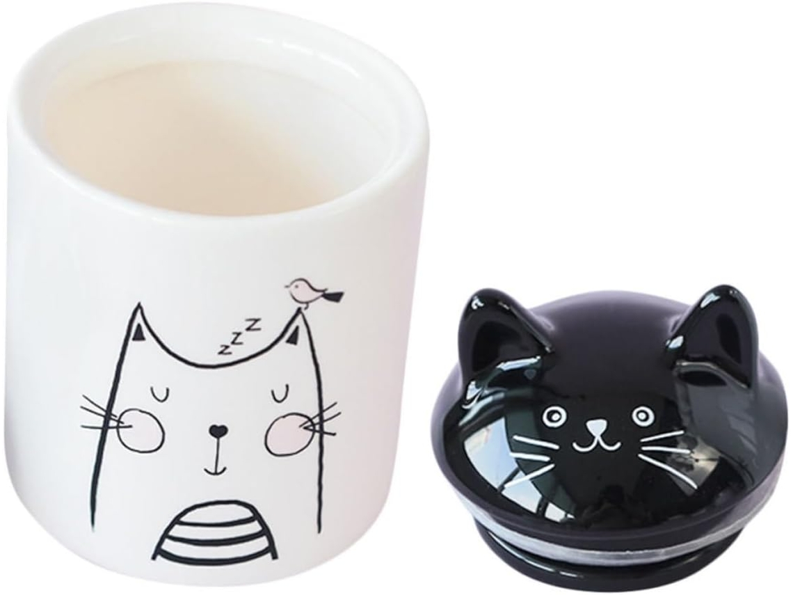 Pote De Cerâmica Anneome Com Tampa, Açucareiro, Design De Gato, Cerâmica Para Cozinha