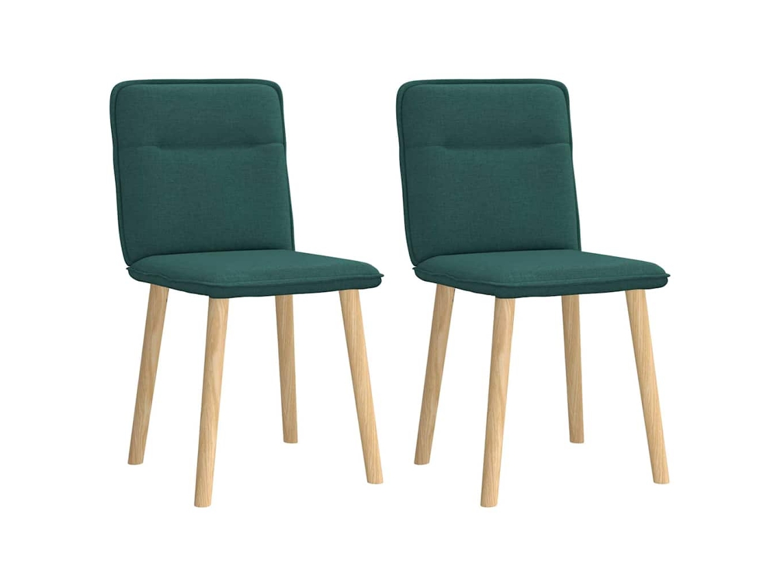 vidaXL Cadeiras de jantar 2 pcs tecido verde-escuro