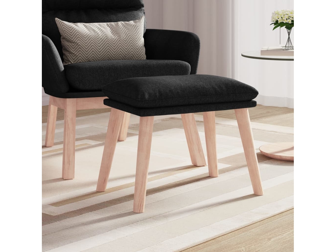 Vidaxl Apoio De Pés 45x29,5x35 Cm Tecido Preto
