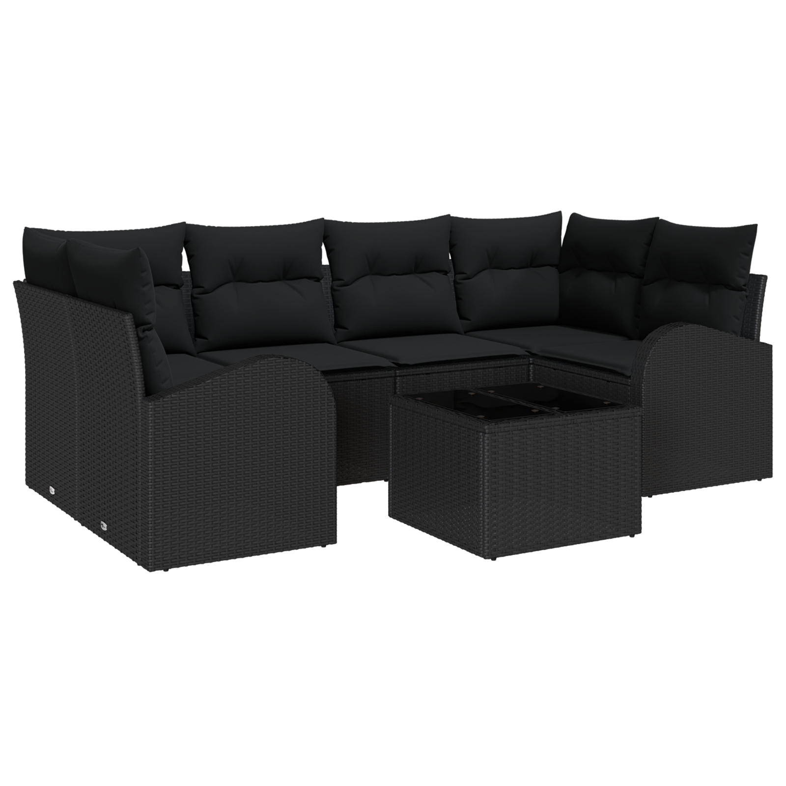 Conjunto 7 Conjunto De Sofá De Jardim Vidaxl Preto Vime Pe (55 X 55 X 37 Cm)