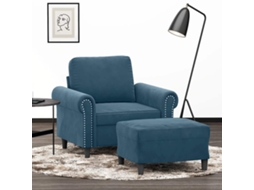 Vidaxl Poltrona Com Apoio De Pés 60 Cm Veludo Azul