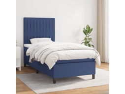 Vidaxl Cama Com Molas/colchão 90x200 Cm Tecido Azul