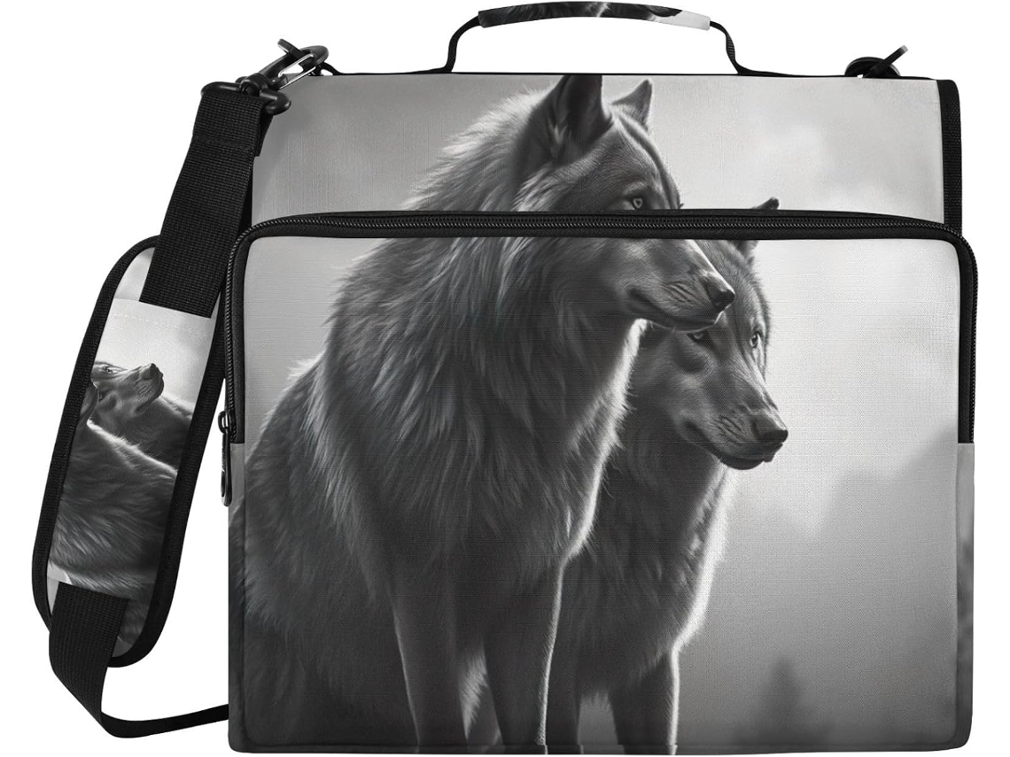 Cool Wolf Organizador De Bolsa Com Zíper E 3 Anéis, Capa Impermeável Laptop, Ideal Escola E Trabalho