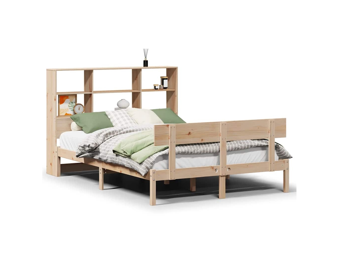Cama com Estante Sem Colchão 160x200 Cm Pinho Maciço MAISON EXCLUSIVE