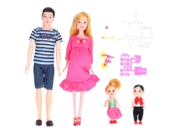 Mali conjunto de Bonecas Família com Pai Mãe Grávida Filhos Bicicleta Patinete Presente Educativo 7+