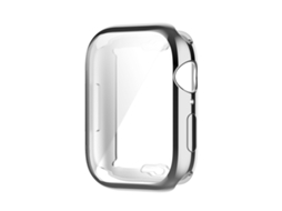 Capa Protetora Completa HALINUI TPU Transparente Antichoque com Película para Apple Watch Series 8/7 45mm Prata