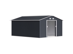 Galpão Jardim 12,4m², 2 Portas Deslizantes, Reforço Base, Cinza Escuro (340x386x200 Cm)