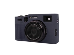 Capa Protetora De Silicone Macio Com Textura De Lichia Para Fujifilm X100vi Azul Escuro