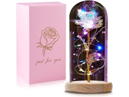 Presentes Para Mulheres, Rosa Eterna Em Vaso, Rosa Da Bela E A Fera Em Cúpula De Vidro Com Luzes Led, Presentes Para Aniversário, Mãe, Namorada, Avó