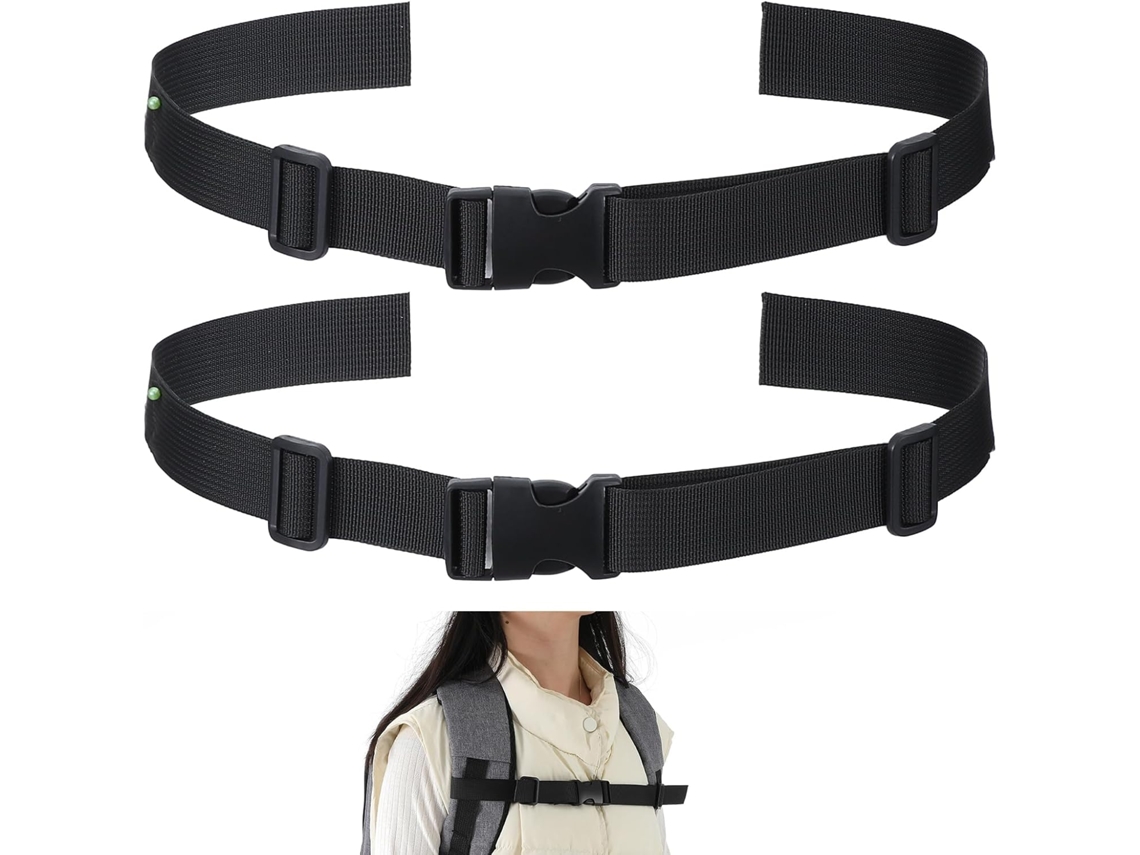 Conjunto De 2 Alças Peitorais Para Mochila, Alças Pretas Para Mochilas, Alça Peitoral Ajustável E Resistente Com Fivela De Liberação Rápida