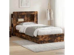 Vidaxl Estrutura De Cama Com Armazenamento Carvalho Fumado 90 X 200 Cm