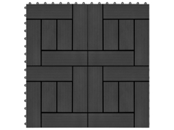 Ladrilhos De Pavimento 22 Pcs Wpc 2m² 30x30 Cm Preto Lovely Home