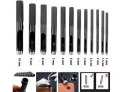 Conjunto de 10 Furadores de Couro de 0,5 Mm a 5 Mm, Ferramentas para Trabalhar Couro em Pulseiras, Cintos, Lona, ​​papel e Plástico. AQUAFORGE