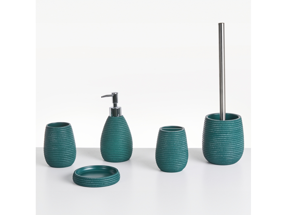 Conjunto De Peças Para O Wc BELIANI Quilca De Poliresina Azul Esverdeado 11x11x37