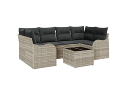 Conjunto 7 Móveis Externos Vidaxl Cinzento-claro Vime Pe (55 X 55 X 37 Cm)