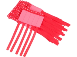 100 pulseiras descartáveis de PVC para identificação hospitalar, design seguro e confortável para pacientes, em formato de dado.