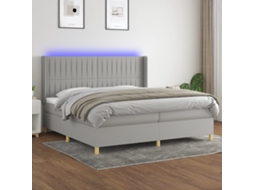 Vidaxl Cama Box Spring C/ Colchão E Led 200x200 Cm Tecido Cinza-claro