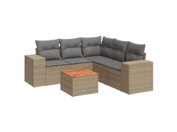 Conjunto de 6 Sofás P/ Jardim com Almofadões Vime Pe Bege MAISON EXCLUSIVE (80x200 cm)