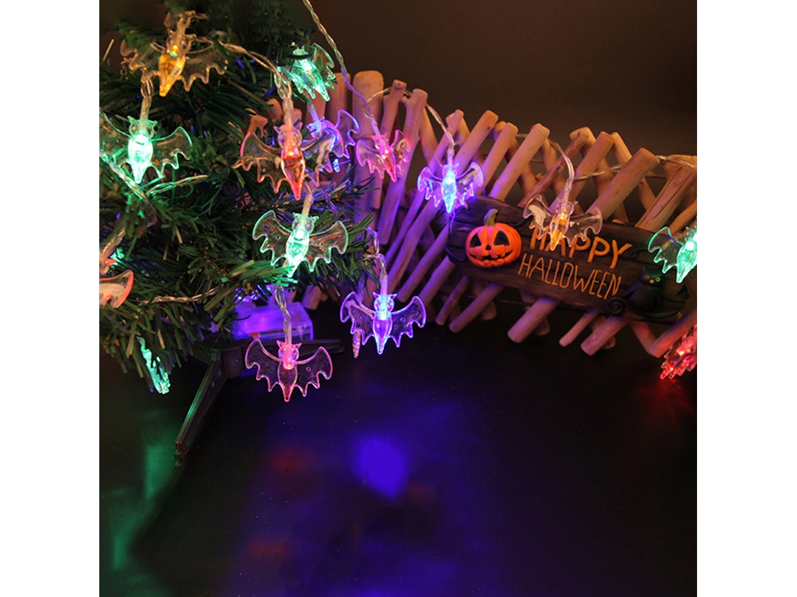 Luzes de Halloween em Forma de Morcego 20ft 40leds Impermeáveis com 2 Modos para Decoração de Festa
