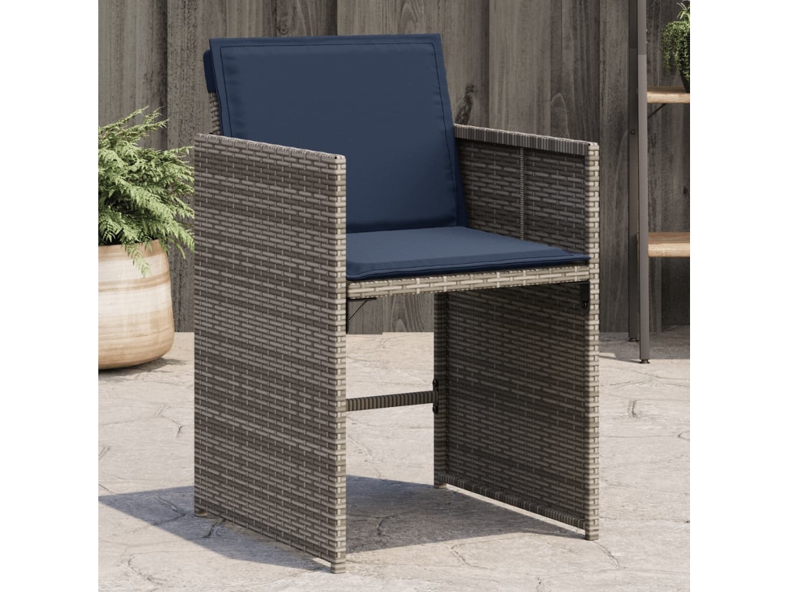Vidaxl Cadeiras De Jardim Com Almofadões 4 Pcs Vime Pe Cinzento