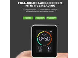 Detector de qualidade do ar doméstico multifuncional CO2/temperatura/umidade com tela LED e bateria 1200mAh S/MARCA