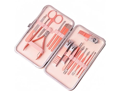 Kit de manicure profissional Baykar Qt03 Green com 16 peças e cortador de unhas