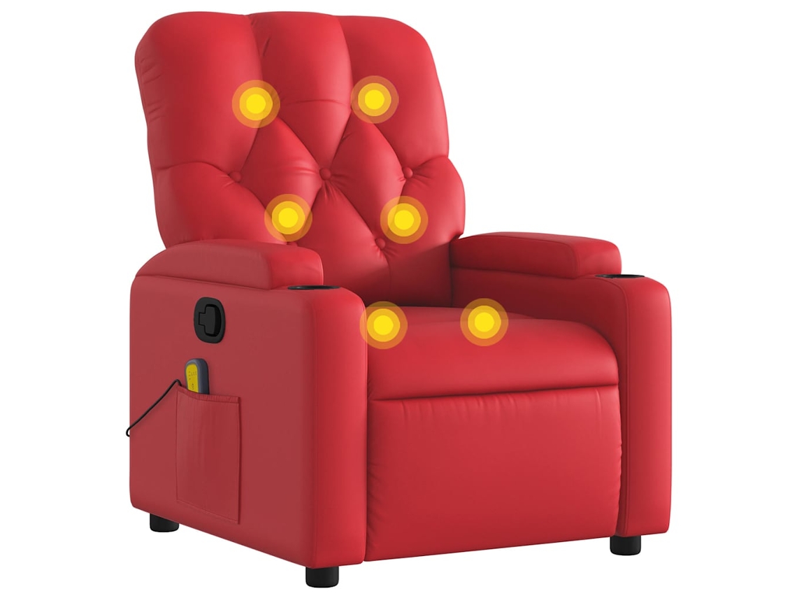 Massage Recliner Chair, Massage Recliner Chairs Vidaxl Vermelho Couro Artificial