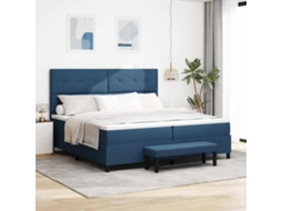 Vidaxl Cama Box Com Cabeceira Azul 200 X 200 Cm Tecido