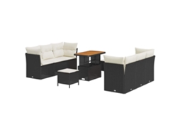 Maison Exclusive - Conjunto De Sofá De Jardim 9 Pcs Preto E Creme Vime Pe