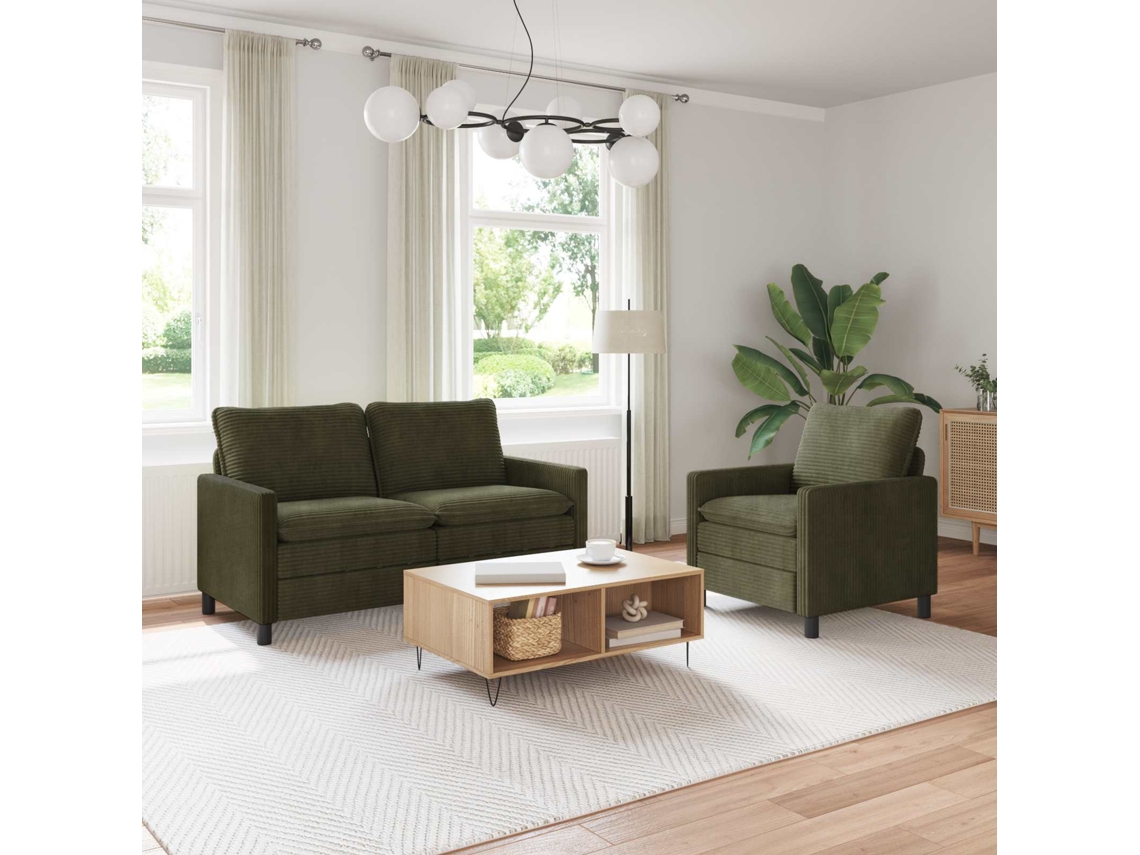 Vidaxl Conjunto De Sofás 2 Unid. Verde Poliéster