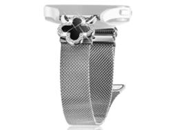 Pulseira Magnética De Metal Com Decoração Trevo, Compatível Realme Techlife Watch S100 Milanese Loop, Tamanho G, Prata.