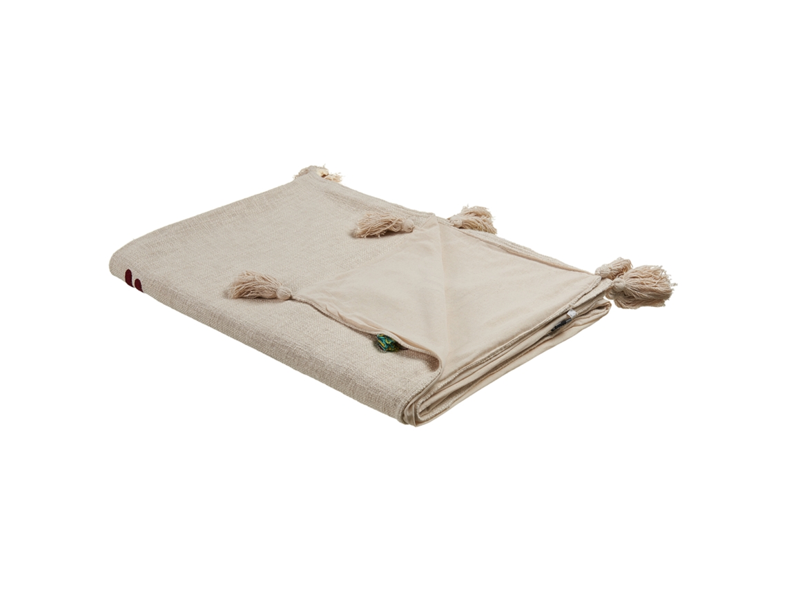 Manta Decorativa Beliani Deoghar De Algodón Marrón 130x180x1