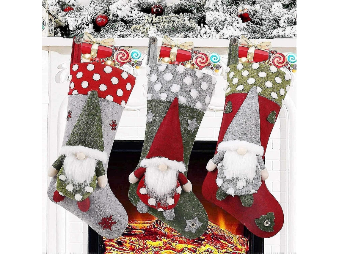 Sacola De Presente De Doces De Natal, Boneco De Neve, Rena, Personagem De Pelúcia 3d De Natal Com Punhos De Pele Sintética Olysi Shop