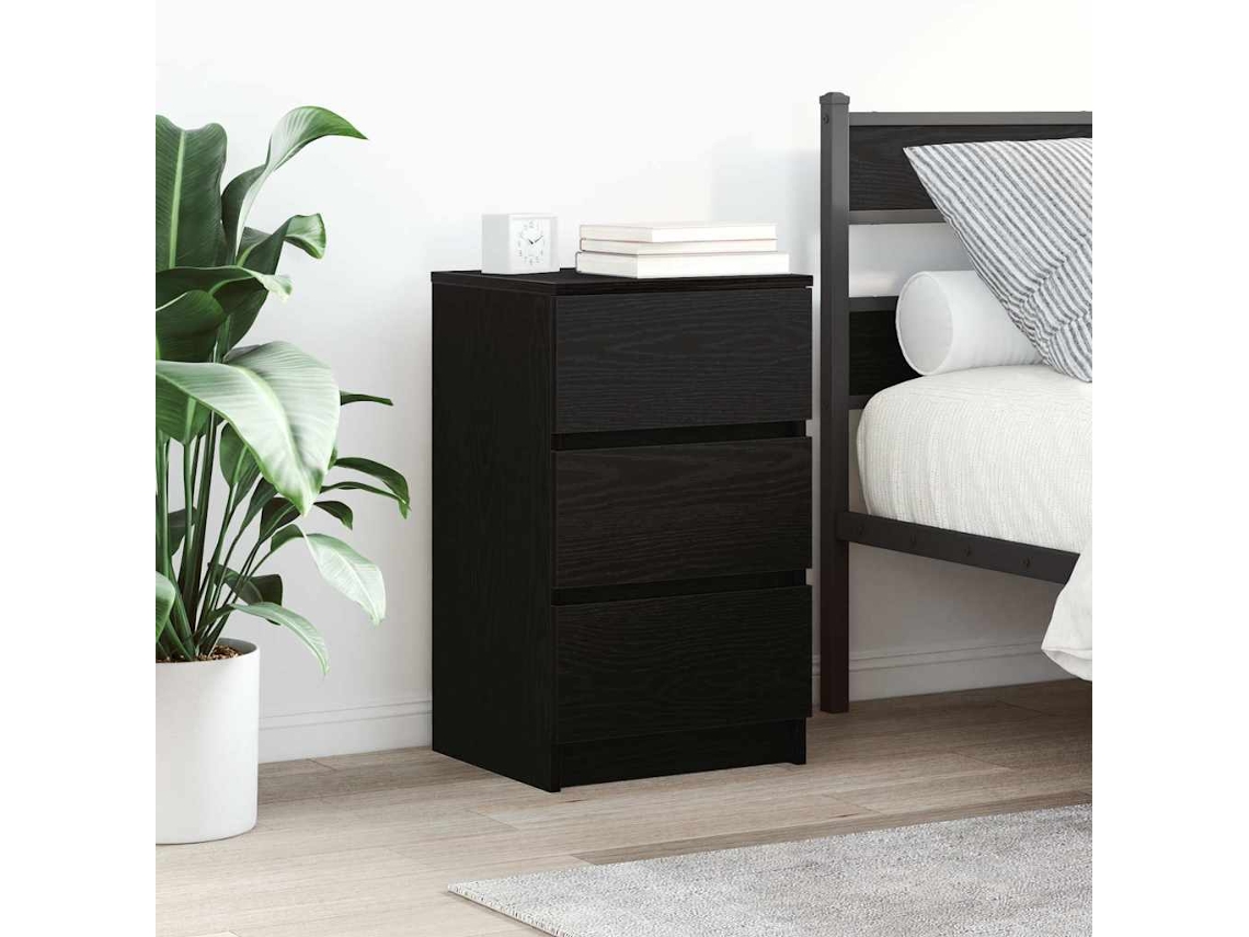 Vidaxl Mesas De Cabeceira 3 Gavetas 2 Pcs 39x35x65cm Preto