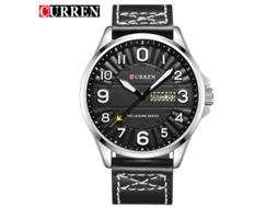 Relógio Masculino de Pulso com Pulseira de Couro, Movimento de Quartzo, Calendário, Estilo Casual. MDUG