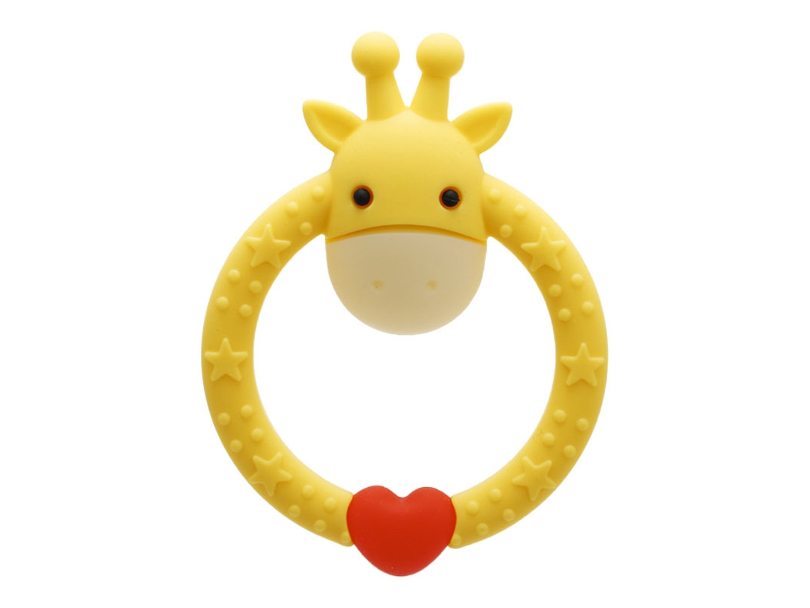 Brinquedo Para Alivio De Dentes De Girafa Cartoon Em Silicone Macio Bebê Sensorial Amarelo