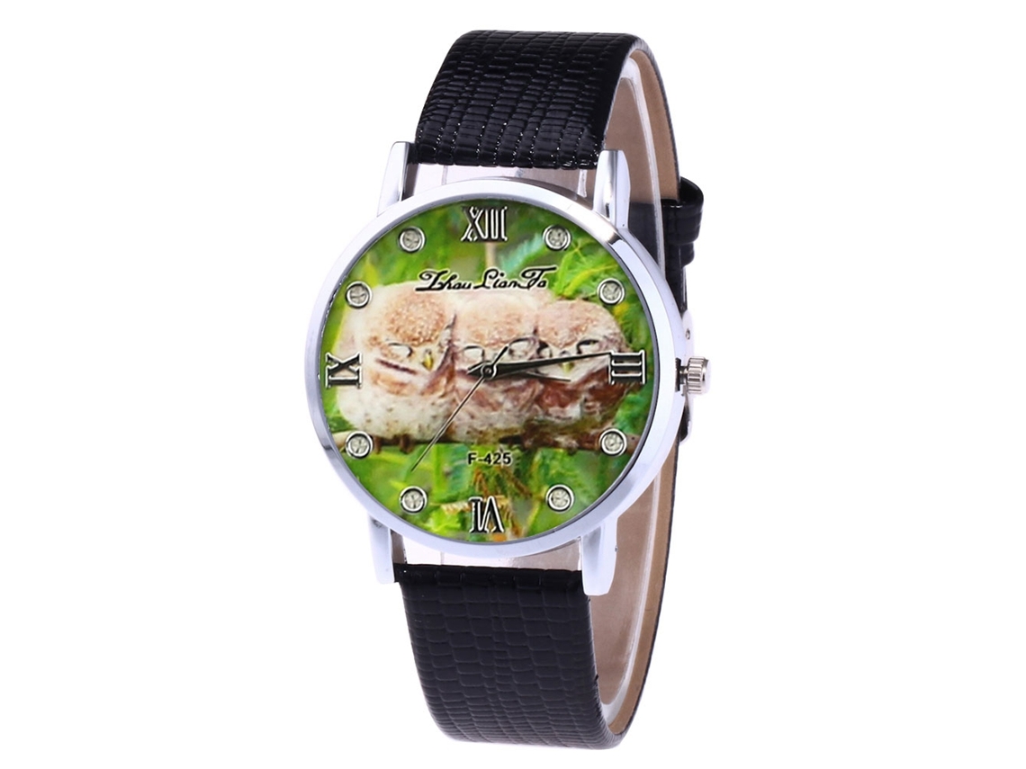 Relógio de quartzo com mostrador redondo moderno e pulseira de couro PU para casais, preto.