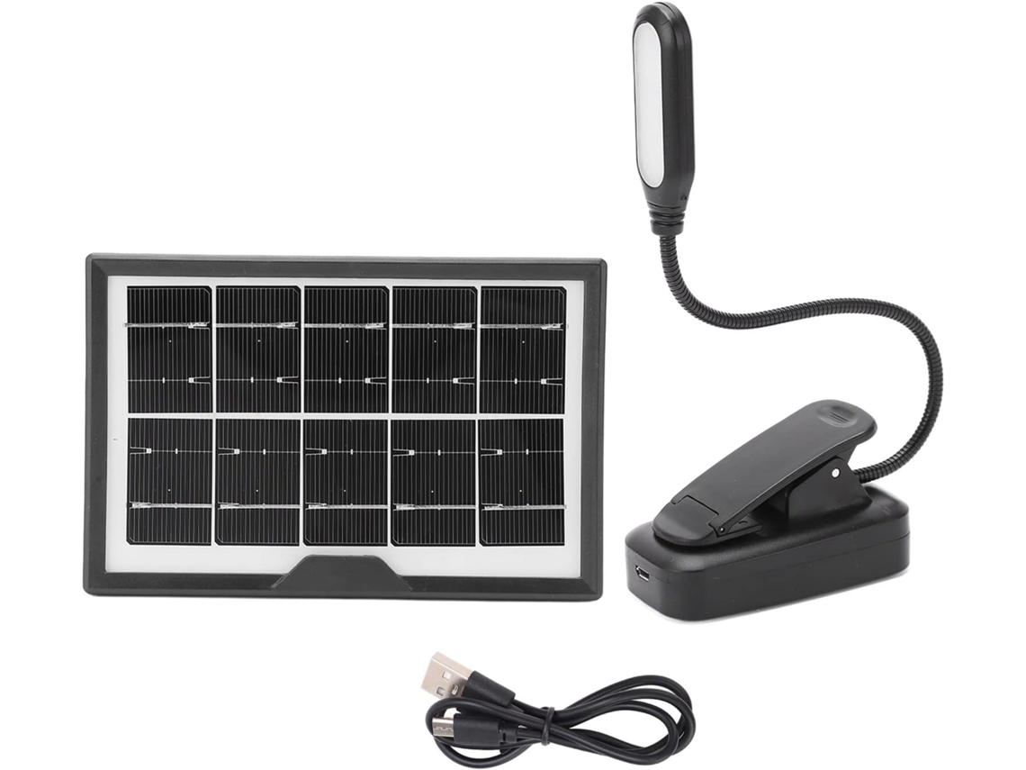 Luminária Solar Recarregável Com Clipe, Luz Branca Quente, Sem Cintilação, Design Flexível Com Haste Articulada Para