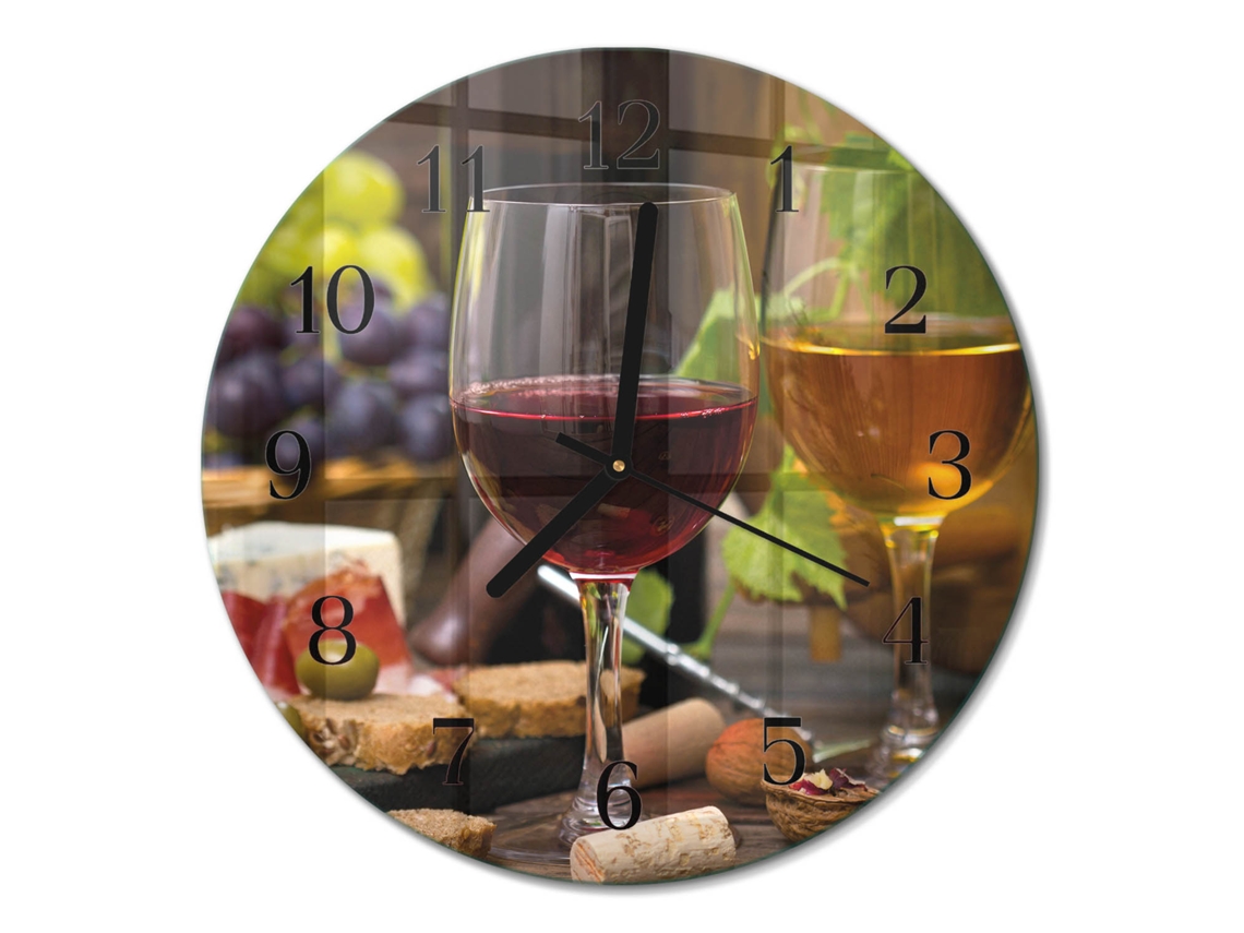 Relógio De Parede De Vidro Uvas Espelharte (30 Cm)
