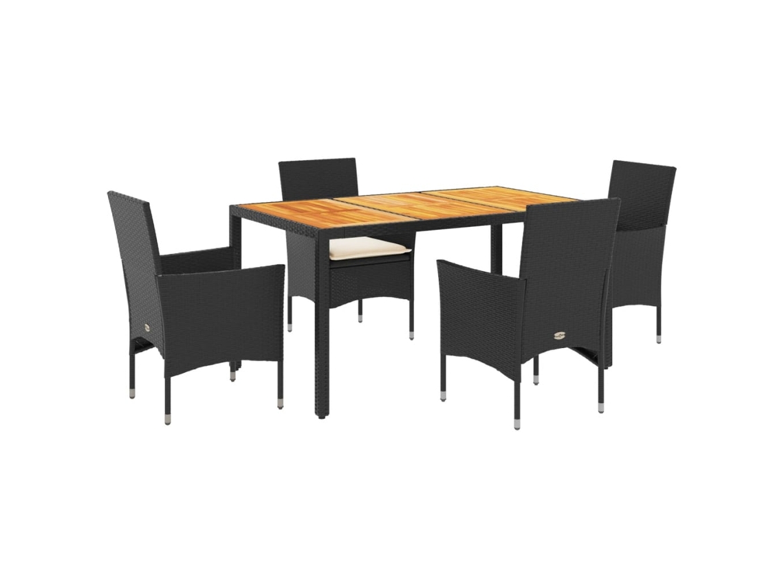 Conjunto de 5 Jantar Jardim com Almofadões Vime Pe/acácia Castanho MAISON EXCLUSIVE