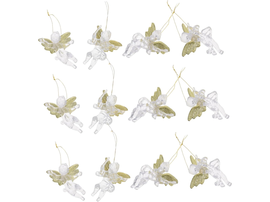 Conjunto De 12 Pingentes De Anjo Transparentes Em Miniatura Para Decoração De Natal, Enfeites Para Árvore De Natal Em Miniatura Gokoco