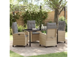 Vidaxl Conjunto de Jantar para Jardim com Almofada 5 Pcs Bege Vime Pe