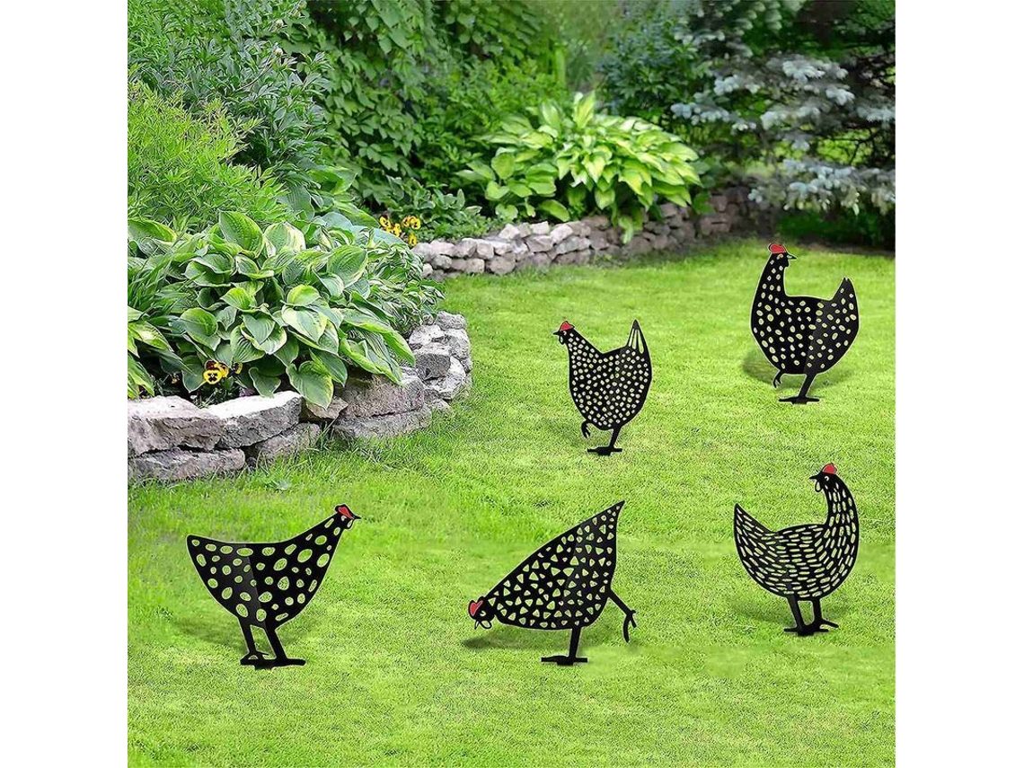 5 Galinhas Decorativas De Acrílico Para Jardim, Adornos Exteriores Para Grama, Caminho E Jardim