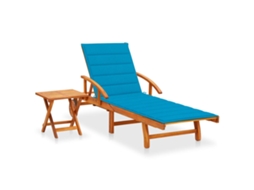 Vidaxl Espreguiçadeira De Jardim Com Mesa E Almofadão Acácia Maciça