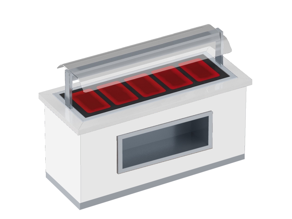 Buffet Quente Com Vidrocerâmica E Protetor De Tela 5 Gn 1/1 20 Acabamento Ww 2000x850x1320 Mm 3210 W 230/1v 11058ww1 Eurast