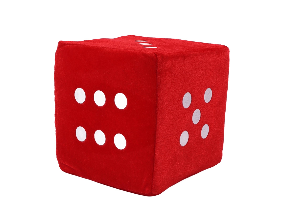 Primerox dado de Pelúcia Cubo Macio 20cm Decorativo Almofada Sofá Natal Festas Vermelho
