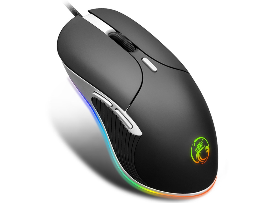 Rato Yizhood Luminoso Prendido Do Jogador De Computador Do Diodo Emissor De Luz Do Diodo Emissor De Luz Do Jogo 6400 Dpi Para Pc Laptop Preto