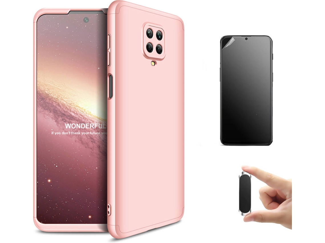 Kit Capa, Película e Suporte Xiaomi Redmi Note 9S Ultimatte Slim Armor 360º Rosa